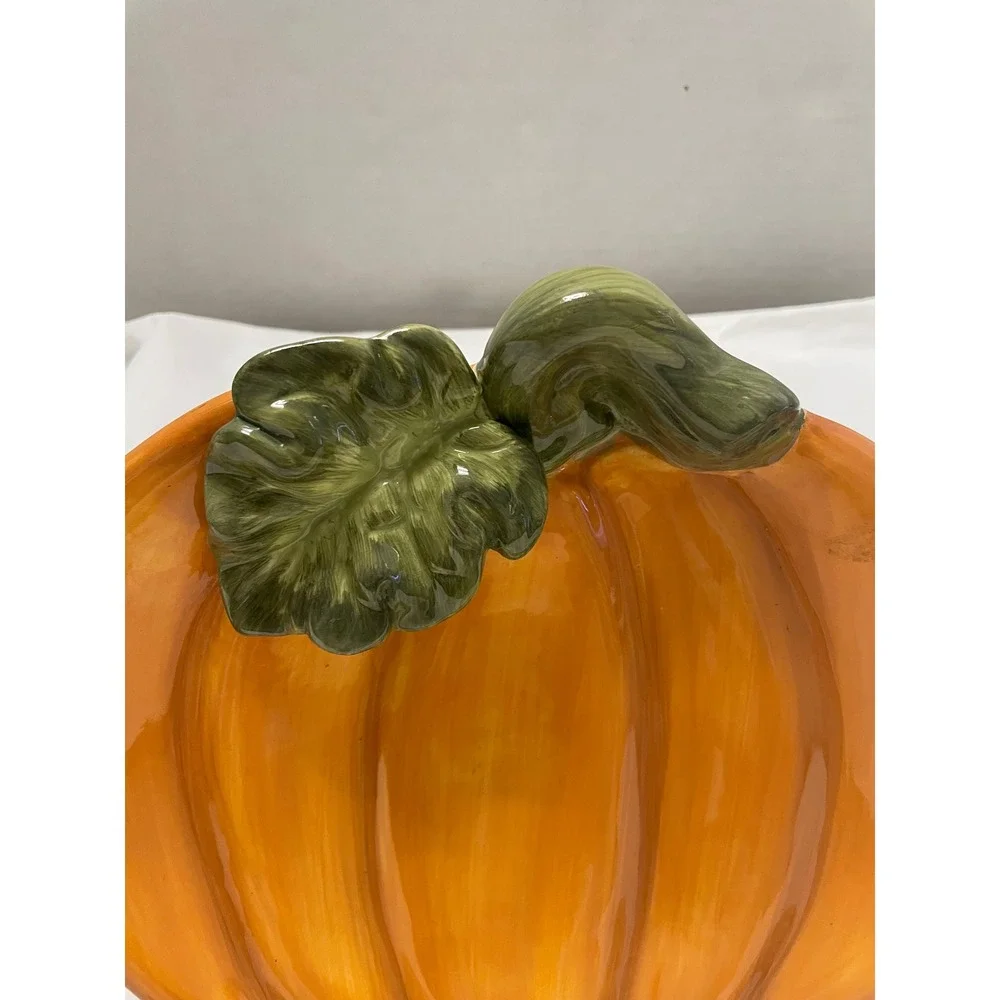 Kaldun & Bogle Ceramic Pumpkin Platter Orange Harvest Thanksgiving Serving Tray